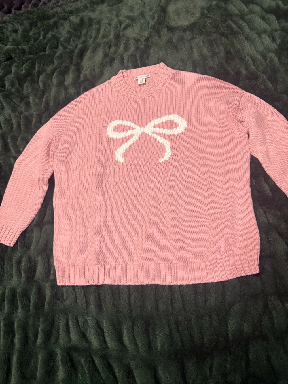 Sincerely Jules Pink Crewneck Sweater with White Bow